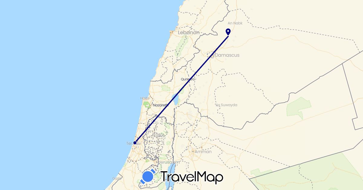 TravelMap itinerary: driving in Israel, Syria (Asia)